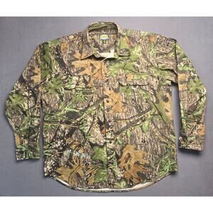 Cabelas Mossy Oak Obsession Camo Mens Large Shirt Overshirt  Pockets Hunting